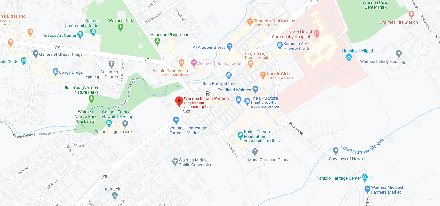 google maps location of Waimea Instant Printing